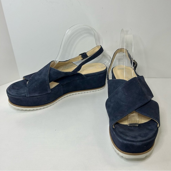 Cordani Kaylee Slingback Wedge Platform Navy Suede Criss Cross Strap Sz 41 EU - Picture 2 of 15